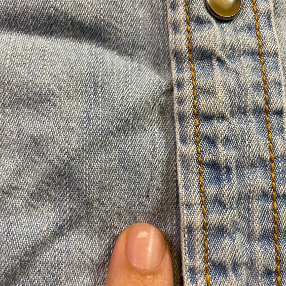 Levi Strauss Signature Premium Shirt Denim Cotton XL Light Wash Pearl Snap - Picture 3 of 8